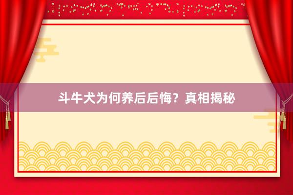 斗牛犬为何养后后悔？真相揭秘